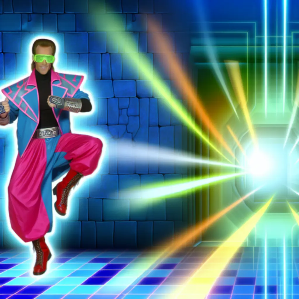 Jedna z ulubionych postaci społeczności, w dynamicznej neonowej pozie bojowej