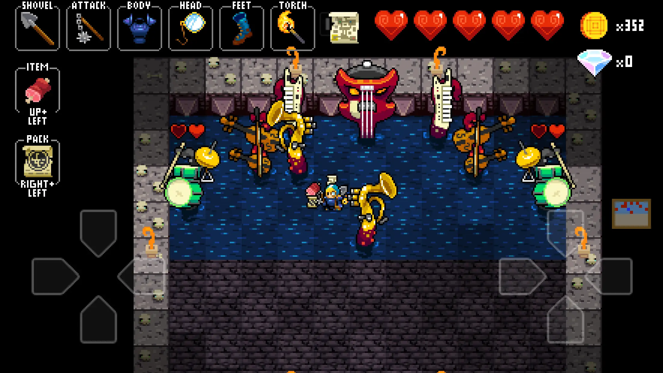 Gracz eksplorujący neonowo oświetlony loch w stylu retro-fantasy