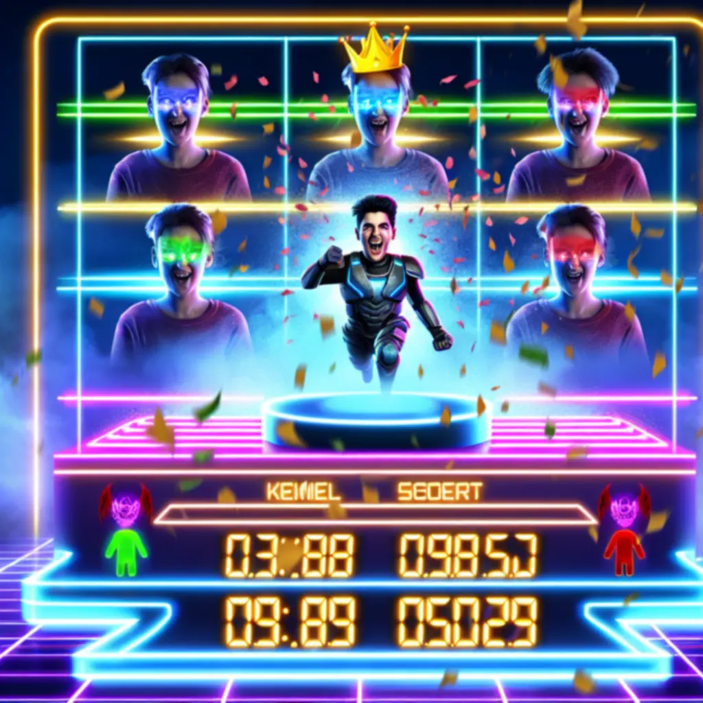 Tablica wyników z neonowymi wpisami najlepszych graczy w świecie NecroDancer