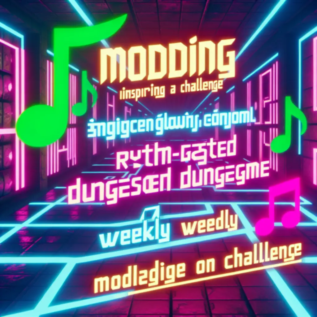 Neonowa grafika promująca tygodniowe wyzwanie modów